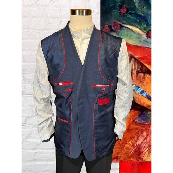 Alfani 42R Slim Royal Cobalt Blue Nailhead Casual Blazer Sport Coat Jacket - Picture 6 of 13